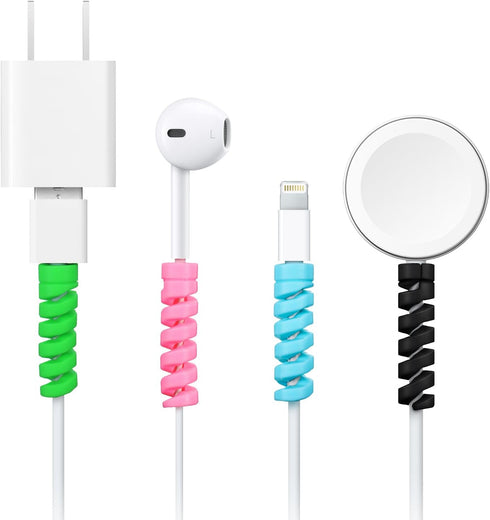 Jetec 12 Pieces Charging Cable Protector Silicone Spiral Charger Cable Savers for Cords Micro USB Protector, Mouse