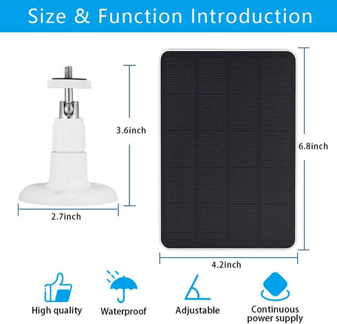 Solar Panel for WYZE Battery Cam Pro Camera, Wireless Security Camera Outdoor 4W Solar Panel with 10ft Micro USB