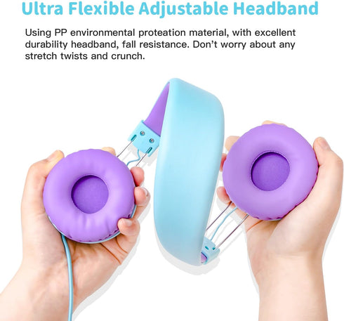 Lightweight Wired Kids Headphones with Microphone, Foldable Design, In-Line Control for Tablets, Chromebooks, iPad -