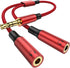 MOSWAG Earphone Splitter Adapter, 3.5mm Male to Audio Microphone Y Splitter Cable for iPhone, Samsung, PS4, Laptop