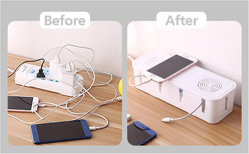Gatuida 2 Pcs Cord Management Box, Desktop Organizer for Power Strips, Hider Box for Desk, TV, and Computer
