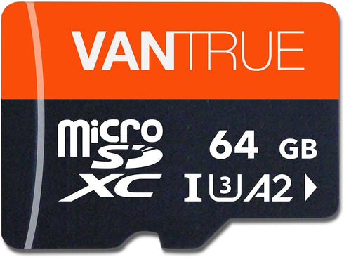 Vantrue 64GB microSD Card with Adapter, U3 UHS-I High Speed SD Card for Dash Cams & Home Security