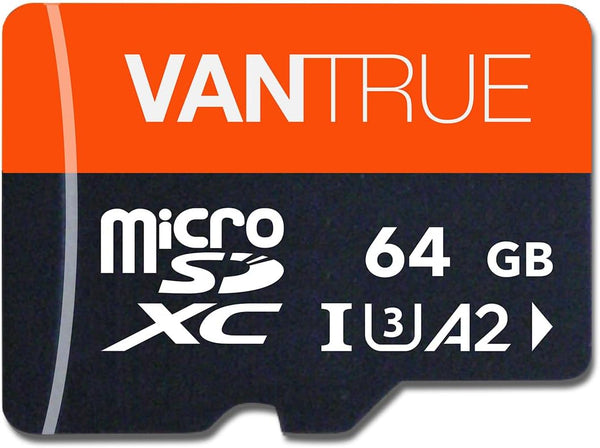 Vantrue 64GB microSD Card with Adapter, U3 UHS-I High Speed SD Card for Dash Cams & Home Security