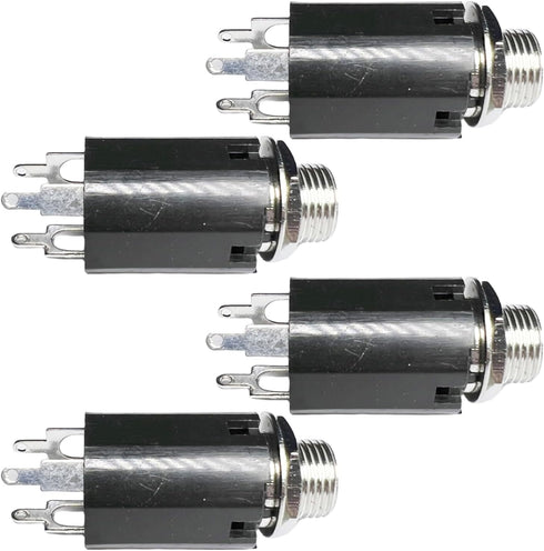 CESS 6.35mm 1/4 Inch Female Stereo TRS Audio Socket Jack Connector Panel/Chassis mount - 6.35mm Stereo Socket (4 PACK)