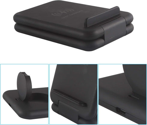 Wireless Charger, 3 in 1 Qi-Certified Folding Fast Charging Station for iPhone 14/13/12/11, Apple Watch, AirPods