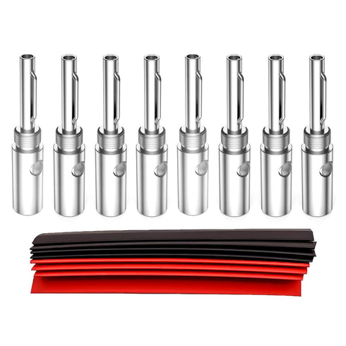 Viborg 8PCS Silver Plated Speaker Banana Plugs, Screw Locking 4MM HiFi Connectors for Speaker Wire, Home Theater,