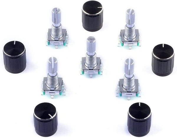 5Pcs 360 Degree Rotary Encoder Code Switch, Digital Potentiometer with Push Button for Arduino, Pack of 5