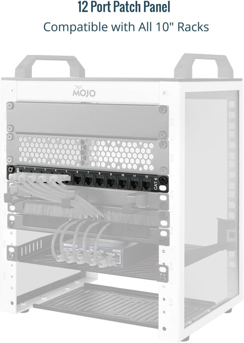 Tecmojo 12-Port Cat6 0.5U 10" Patch Panel, Rack Mount Modular Panel with Keystone Coupler, for Server Rack & Network