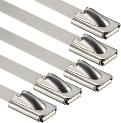 uxcell 20 Inches Stainless Steel Cable Zip Ties, Multi-Purpose Metal Exhaust Wrap, 20pcs