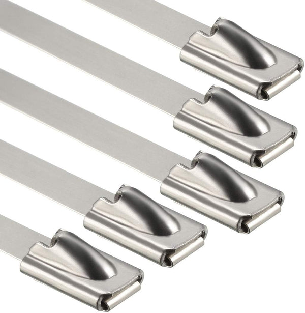 uxcell 20 Inches Stainless Steel Cable Zip Ties, Multi-Purpose Metal Exhaust Wrap, 20pcs