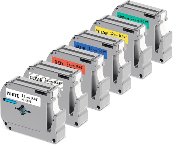 PTM95 Label Tape Replacement for Brother M Tape 12mm 0.47 P Touch M-K231 M-K131 MK431 MK531 MK631 MK731 Compatible with