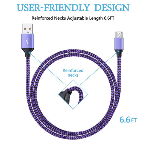 AILKIN 6ft Micro USB Cable 5-Pack, Nylon Braided, Fast Charging for Samsung Galaxy J8/J7/S7/S6/Edge/Note5, LG, Sony &