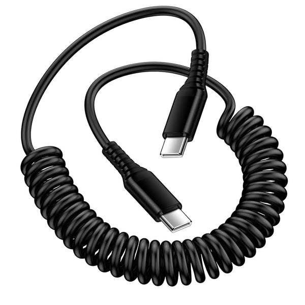 Android Auto USB C to USB C Cable 3FT Fast Charging Coiled Charger Cord for Samsung Galaxy S24 Ultra, iPhone 15, Pixel