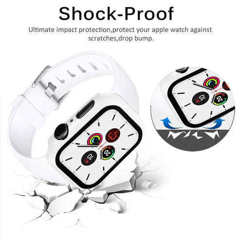Miimall Compatible for Apple Watch Series 3 38mm Case with Screen Protector, Anti-Scratch Shockproof Hard PC Bumper