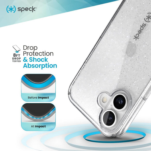 Speck 16 Clear iPhone Plus Case - Slim GemShell - Clear/Platinum Glitter