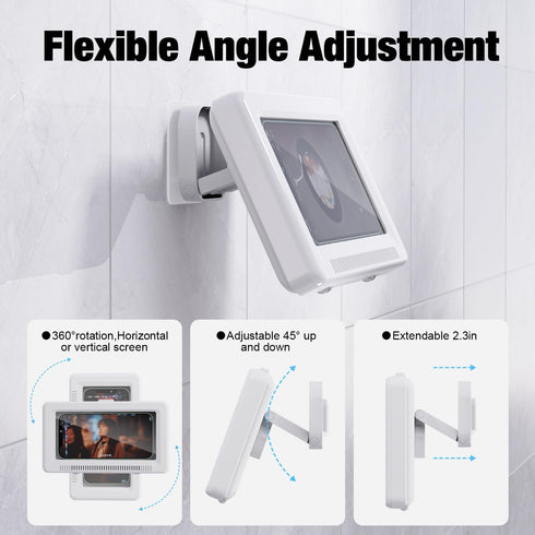 Waterproof Shower Phone Holder - Adjustable Angle, Anti-Fog High Sensitivity Cover for 4" - 7" Cell Phones