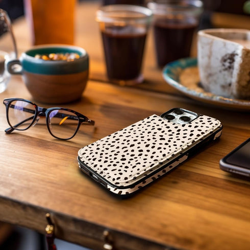 uCOLOR Wallet Case for iPhone 15 Pro Max 6.7" with Card Holder Slot, Flip Leather Kickstand, RFID Blocking, Almond Latte