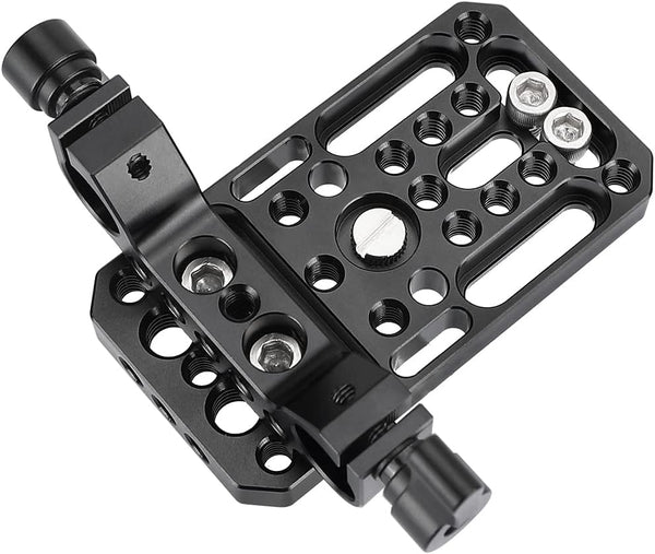 Universal Camera Baseplate – Integrated with 15mm Dual Rod Clamp for Shoulder Support Rig Tripod