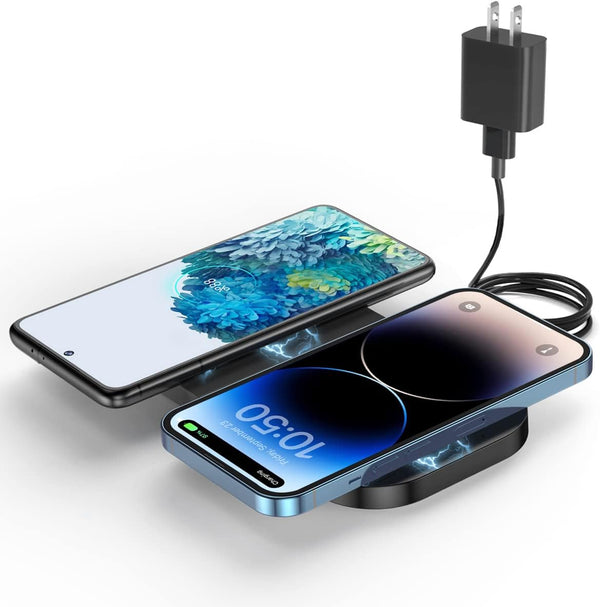 Wireless Charger, 10W Max Dual Charging Pad for iPhone 15/14/14 Plus/13 Pro Max/Pro/Mini/12/11, AirPods, Samsung