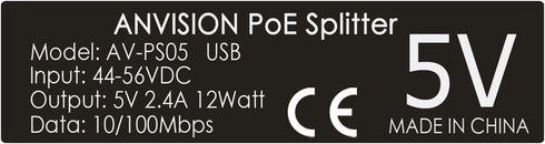 ANVISION Active 48V to 5V 2.4A PoE Splitter Adapter with Micro USB Plug, IEEE 802.3af Compliant for Tablets, Dropcam,