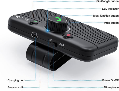 Car Bluetooth 5.3 Speaker, Handsfree Bluetooth Car Kit for Cell Phone, Support Siri Google Voice Assistant, Car Phone