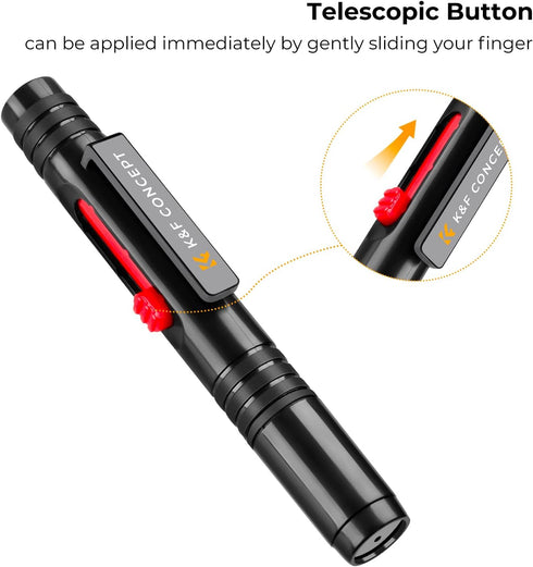 K&F Concept Lens Cleaning Pen with Soft Brush, Double-Sided Carbon Head for Camera, Optical Lens, Glasses, and VR