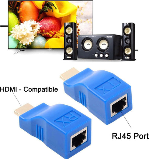 XMSJSIY HDMI Extender, HDMI to RJ45 Converter Repeater Over Cat 5e/6, 1080p up to 30m for HDTV, PS4