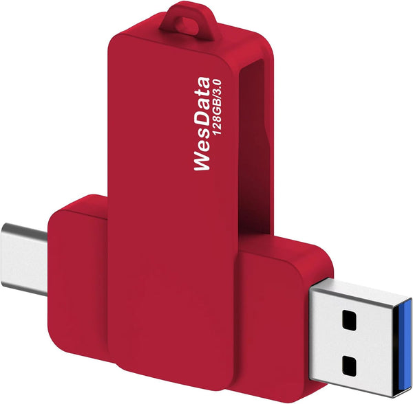 WesData 128GB 3.0 USB C Flash Drive with Type C and Type A