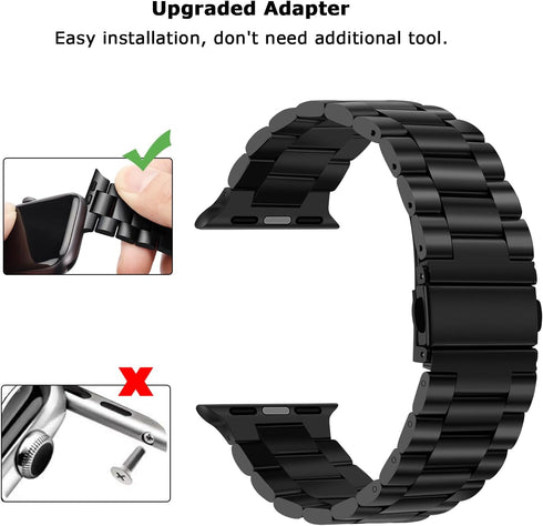 Tasikar Band Compatible with Apple Watch Band 42mm (Series 10), Premium Stainless Steel Metal Replacement Strap, Black