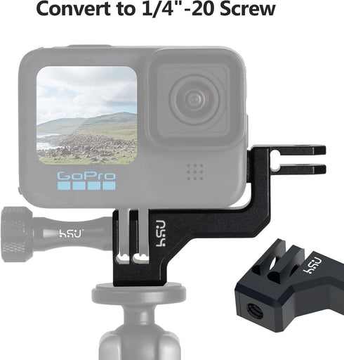 HSU 90 Degree Aluminum Vertical Bracket Adapter Elbow Mount for GoPro Hero 12/11/10/9 Black