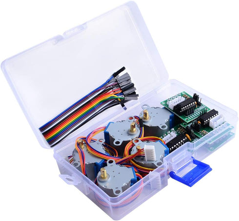 GeeekPi 5 Pack 28BYJ-48 5V Geared Stepper Motor + Uln2003 Driver Board + Jumper Wires for Arduino