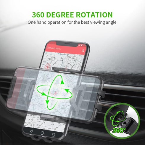 Esoulk 360 17/16/15/14/13 One-Touch Air Vent Car Phone Holder, Push Button Release Vent Phone Mount, Rotation Phone