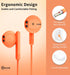 Wired Earbuds with Microphone, HiFi Stereo In-Ear Headphones, Compatible with iPhone, Android, 3.5mm Jack (Orange)