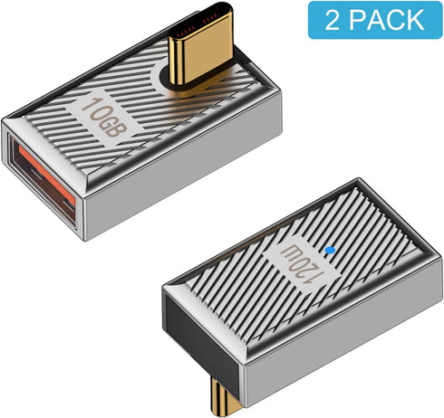 Duttek 120W USB A to USB C Adapter, Right Angle USB C 3.1 Female to Male Converter, Fast Charging Compatible with