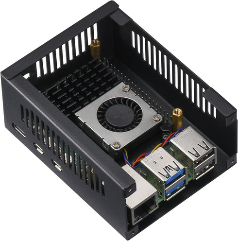 iUniker 5, 5 M2 Metal Case for Raspberry Pi Support Pi Active Cooler, Support PCIe to NVMe Shield PCIe Peripheral