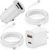 Rapid Car Charger for iPhone 15 - 27W 2-Port USB C&A Car Charger with 20W Wall Charger, 2-Pack 6Ft USB-C to USB-C
