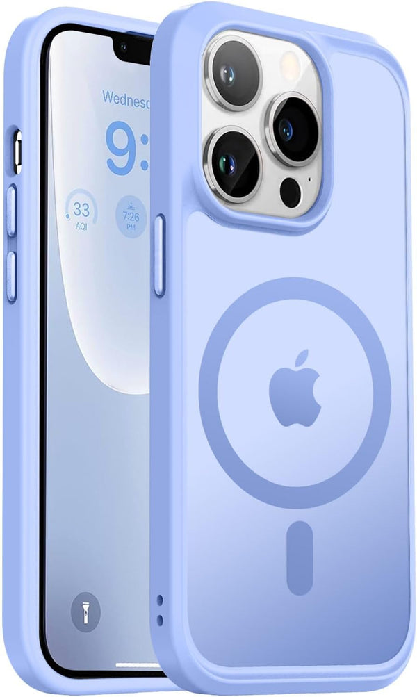 Vooii iPhone 13 Pro Case - Translucent Matte Magnetic Cover, Shockproof, Compatible with MagSafe, 6.1", Blue.