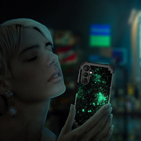 Miqala Galaxy A15 5G Case, Blue Glow in The Dark Heavy Duty Shockproof Full Body Protection