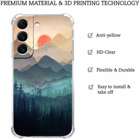 Sunset Nature Landscape Case for Samsung Galaxy S23, Wilderness Night Art Pattern Soft TPU Full Cover Case