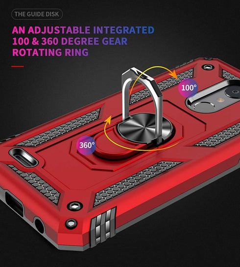 Cellular Phone Case for LG Aristo 2, 3 - Military Grade Shockproof Protective Case with 360 Metal Rotating Ring
