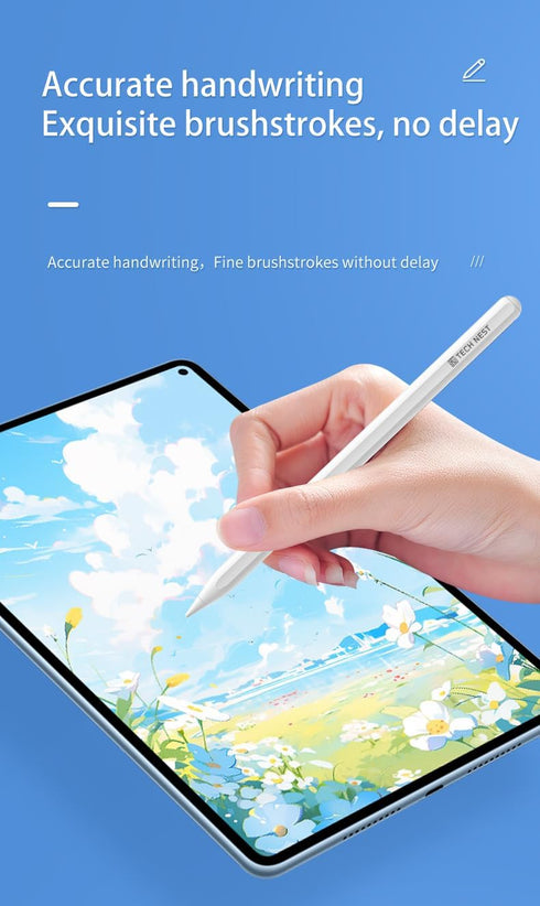 TECH NEST (2018-2025) 11"/12.9"/M4, 3/4/5/M2/M3, 5/6 Stylus Pen for iPad - Fast Charge, Tilt Sensitivity, Palm