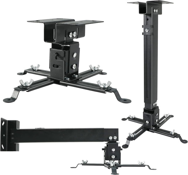 Projector Mount, Universal Ceiling/Wall Mount Black with Extendable Arms, Adjustable Height for Epson, Optoma, Benq