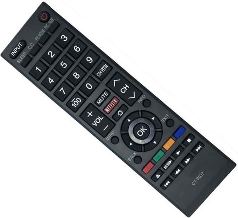New Remote Control CT-8037 for Toshiba LED Smart HDTV - Compatible with 40L3400, 50L3400, 58L5400, 65L5400 Models
