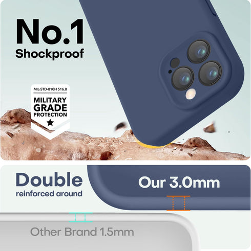 LOVE 3000 Designed for iPhone 14 Pro Case - Premium Silicone with Anti-Scratch Microfiber Lining, Navy Blue