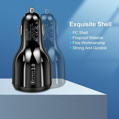 Car Charger Adapter, 5 Port QC3.0 Fast Charging Car Cigarette Lighter USB Charger, Compatible with iPhone, Android,