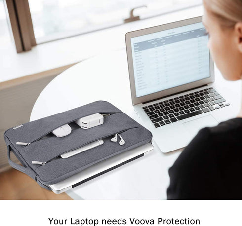 Voova 14 15 Inch Laptop Sleeve Case, Waterproof Bag Cover for MacBook Pro 14 M3/M2/M1, MacBook Air 15 M2, Grey