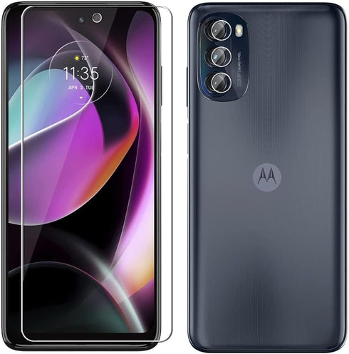 Motorola Moto G 5G 2022: 3 Pack Tempered Glass Screen Protector & 3 Pack Camera Lens Protector, 9H Hardness,
