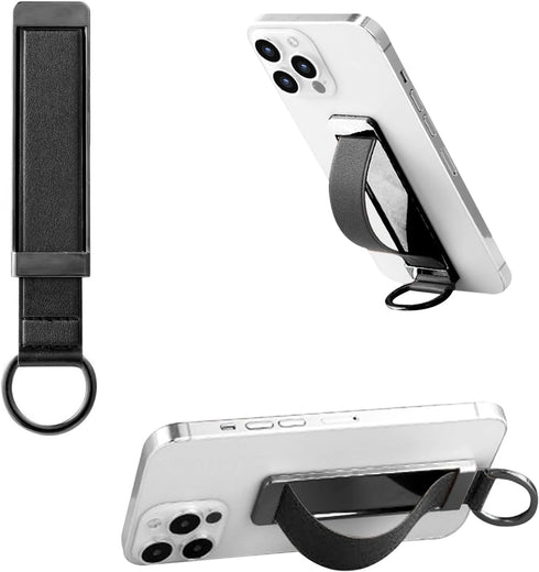 Black Phone Strap Holder for Hand, Finger Grip for Back of Phone, Cell Phone Strap Holder
