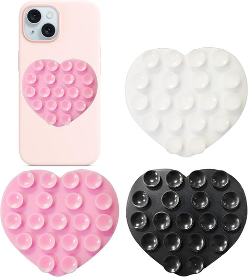 Vilbocr Heart-Shaped Silicone Phone Sticky Grip - Adhesive Back Phone Holder for iPhone