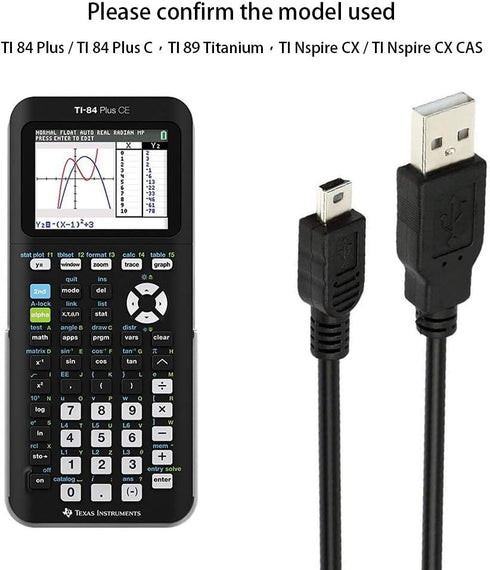 USB Cable for TI 84 Plus / TI 84 Plus C Silver Edition, TI 89 Titanium, TI Nspire CX / CAS Graphing Calculators
